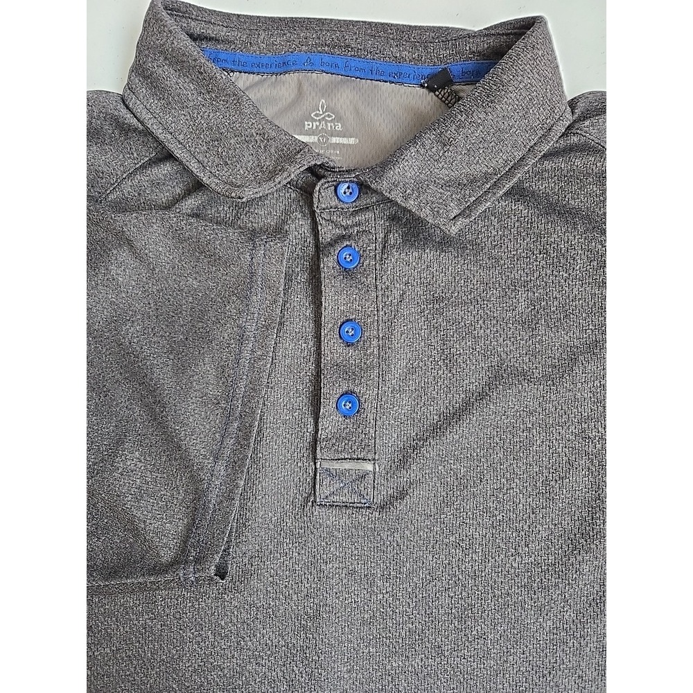 Prana Men's XL Gray Mesh Activewear 1/4 Button Short Sleeve Polo‎
